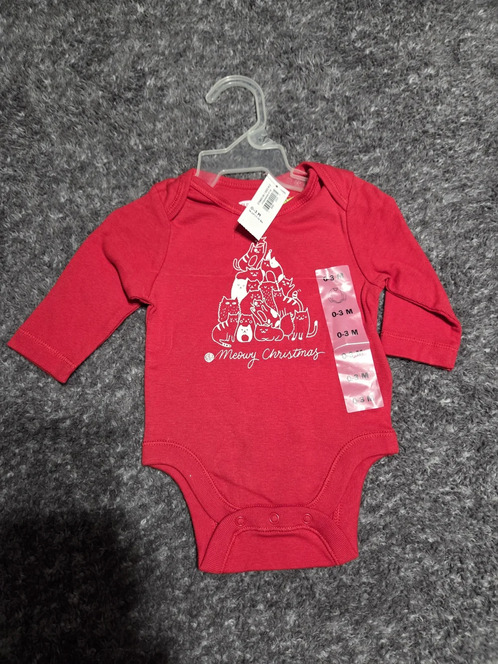 Old Navy Red 'Meowy Christmas' Long-Sleeve Baby One-Piece